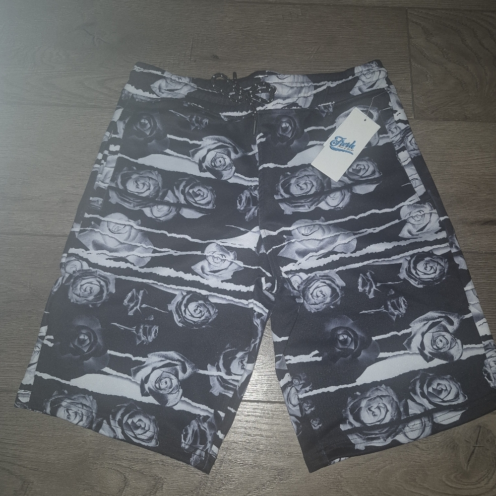 Fresh Prints Of BEL Air Floral Black and White  Shorts